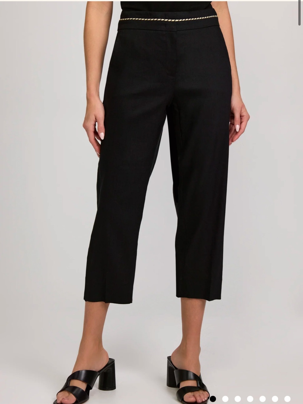Laura Slim-Leg Capris Pants Black Linen Blend